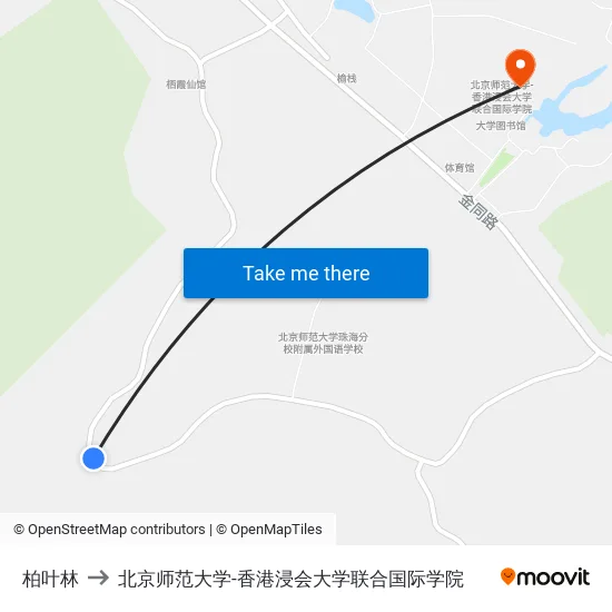 柏叶林 to 北京师范大学-香港浸会大学联合国际学院 map