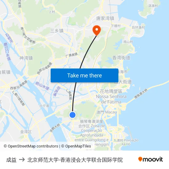 成益 to 北京师范大学-香港浸会大学联合国际学院 map