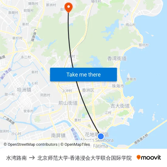 水湾路南 to 北京师范大学-香港浸会大学联合国际学院 map