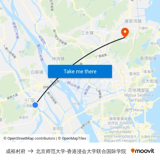 成裕村府 to 北京师范大学-香港浸会大学联合国际学院 map