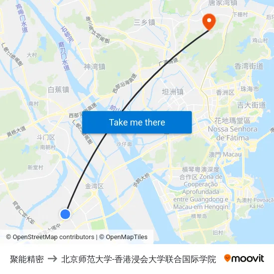 聚能精密 to 北京师范大学-香港浸会大学联合国际学院 map