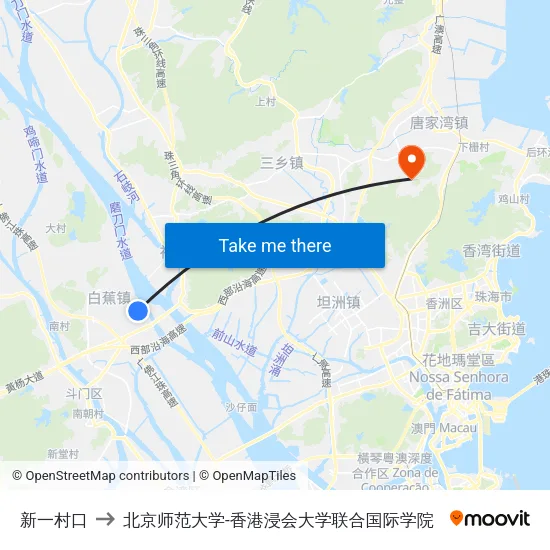 新一村口 to 北京师范大学-香港浸会大学联合国际学院 map
