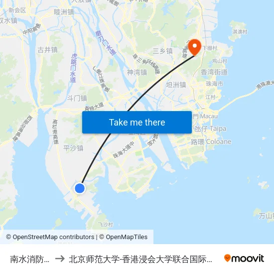 南水消防队 to 北京师范大学-香港浸会大学联合国际学院 map
