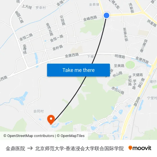 金鼎医院 to 北京师范大学-香港浸会大学联合国际学院 map
