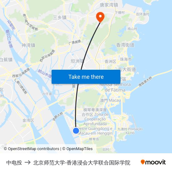 中电投 to 北京师范大学-香港浸会大学联合国际学院 map