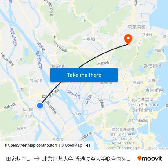 田家炳中学 to 北京师范大学-香港浸会大学联合国际学院 map
