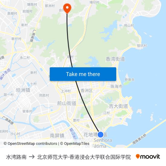 水湾路南 to 北京师范大学-香港浸会大学联合国际学院 map