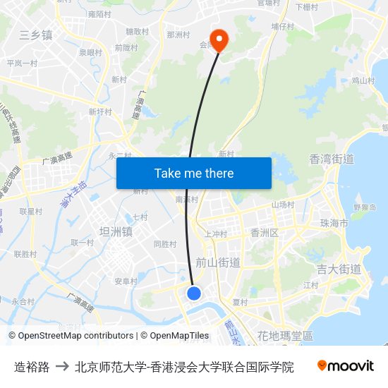 造裕路 to 北京师范大学-香港浸会大学联合国际学院 map