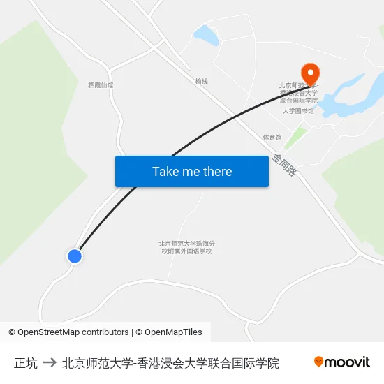 正坑 to 北京师范大学-香港浸会大学联合国际学院 map
