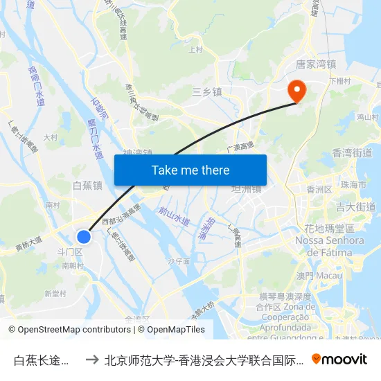 白蕉长途站南 to 北京师范大学-香港浸会大学联合国际学院 map