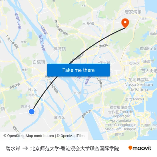 碧水岸 to 北京师范大学-香港浸会大学联合国际学院 map