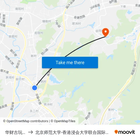 华财古玩城 to 北京师范大学-香港浸会大学联合国际学院 map