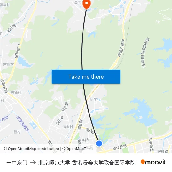 一中东门 to 北京师范大学-香港浸会大学联合国际学院 map