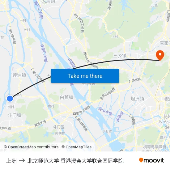 上洲 to 北京师范大学-香港浸会大学联合国际学院 map