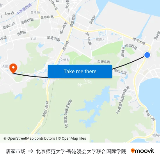 唐家市场 to 北京师范大学-香港浸会大学联合国际学院 map