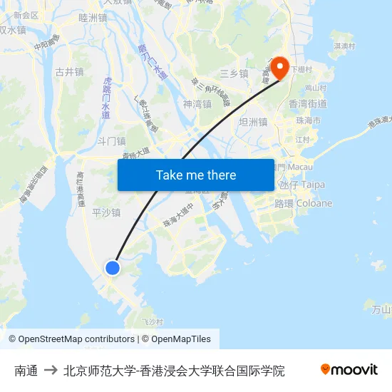 南通 to 北京师范大学-香港浸会大学联合国际学院 map