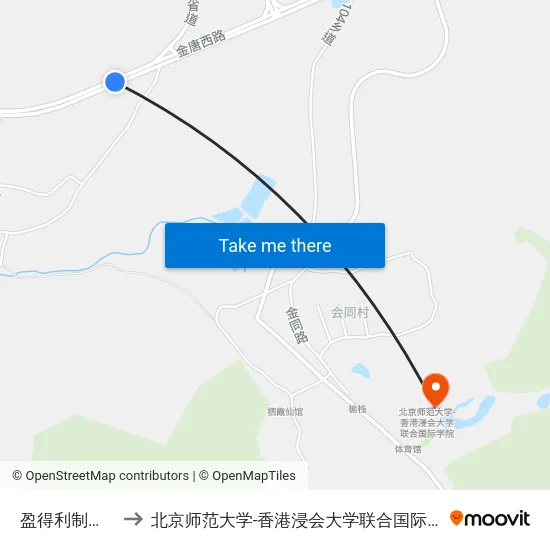 盈得利制衣厂 to 北京师范大学-香港浸会大学联合国际学院 map