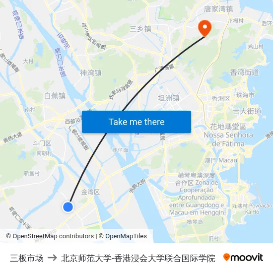 三板市场 to 北京师范大学-香港浸会大学联合国际学院 map