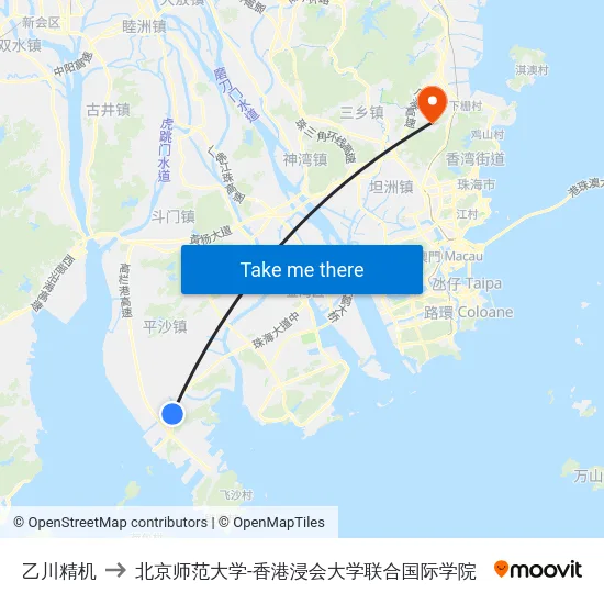 乙川精机 to 北京师范大学-香港浸会大学联合国际学院 map