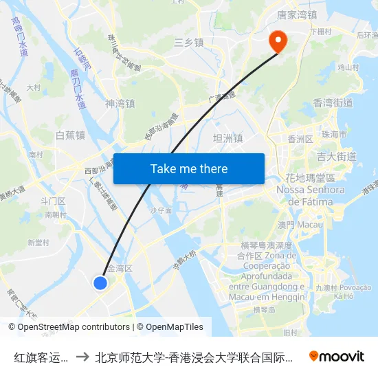 红旗客运站 to 北京师范大学-香港浸会大学联合国际学院 map