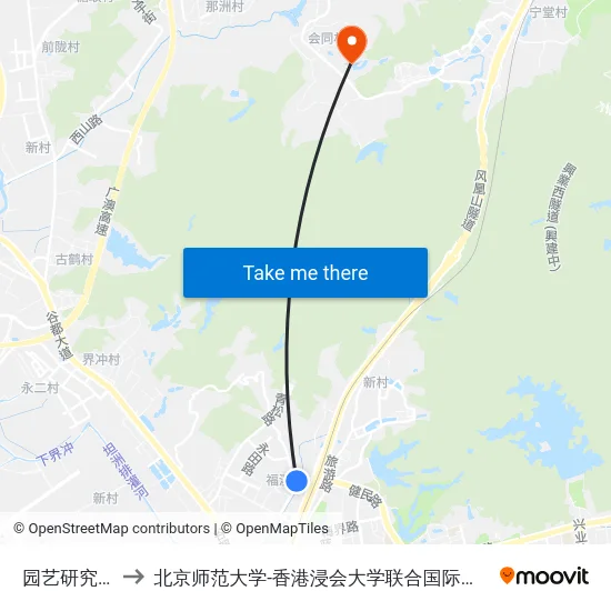 园艺研究所 to 北京师范大学-香港浸会大学联合国际学院 map