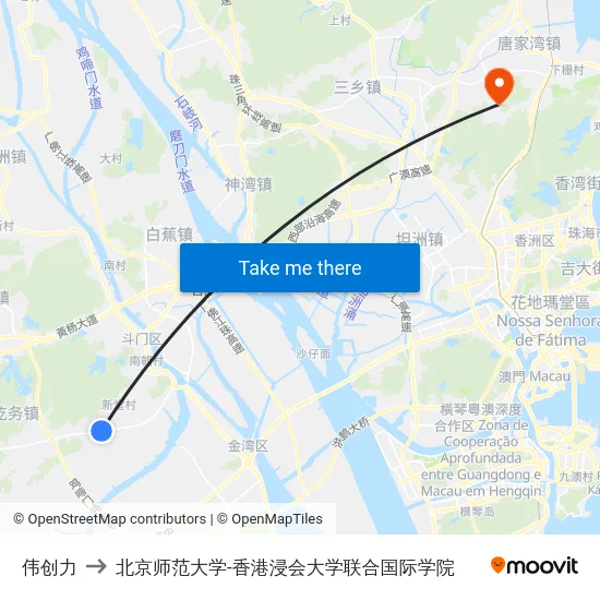 伟创力 to 北京师范大学-香港浸会大学联合国际学院 map