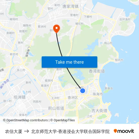农信大厦 to 北京师范大学-香港浸会大学联合国际学院 map