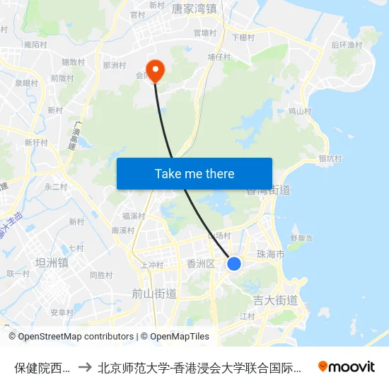 保健院西门 to 北京师范大学-香港浸会大学联合国际学院 map