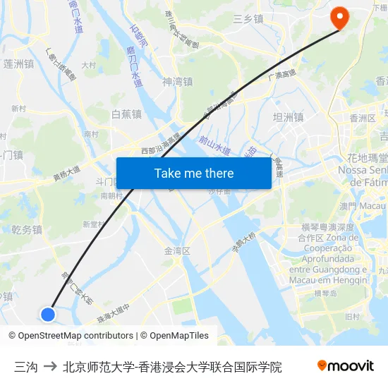 三沟 to 北京师范大学-香港浸会大学联合国际学院 map
