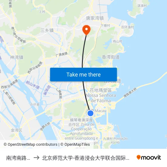 南湾南路北 to 北京师范大学-香港浸会大学联合国际学院 map