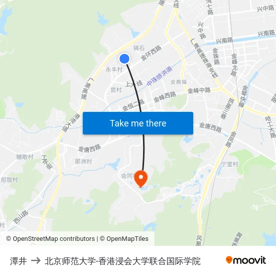 潭井 to 北京师范大学-香港浸会大学联合国际学院 map