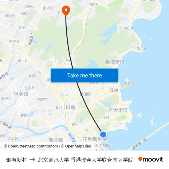 银海新村 to 北京师范大学-香港浸会大学联合国际学院 map