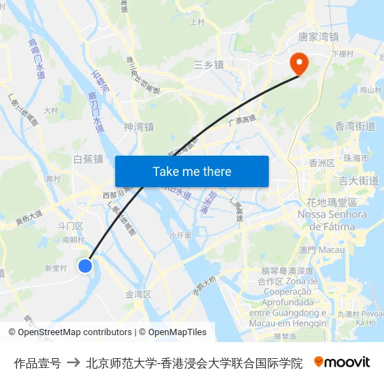 作品壹号 to 北京师范大学-香港浸会大学联合国际学院 map
