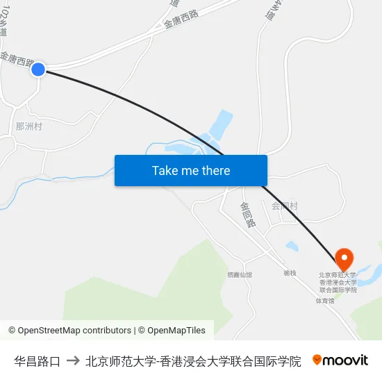 华昌路口 to 北京师范大学-香港浸会大学联合国际学院 map