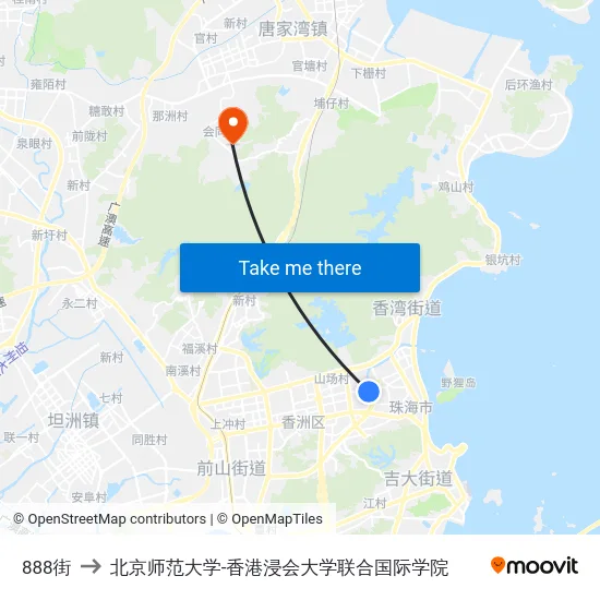 888街 to 北京师范大学-香港浸会大学联合国际学院 map