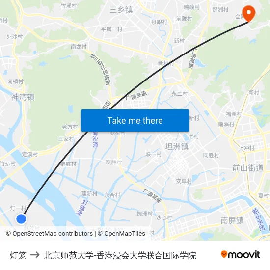 灯笼 to 北京师范大学-香港浸会大学联合国际学院 map