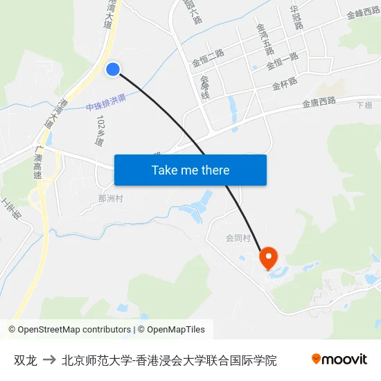 双龙 to 北京师范大学-香港浸会大学联合国际学院 map