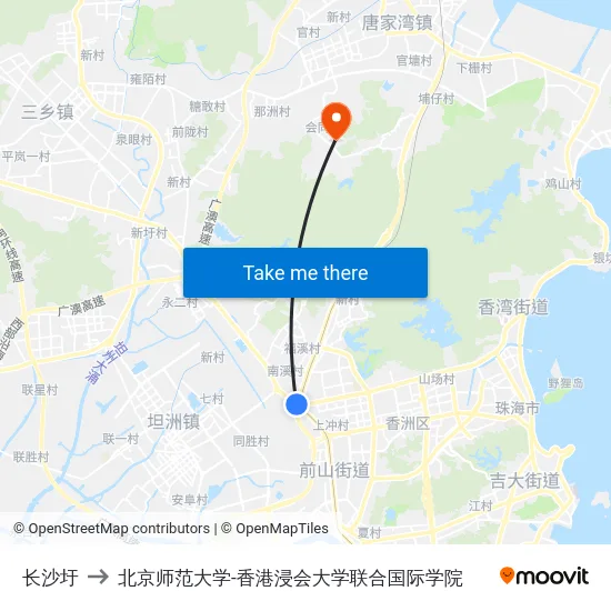 长沙圩 to 北京师范大学-香港浸会大学联合国际学院 map