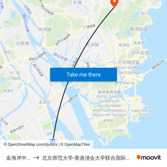 金海岸中学 to 北京师范大学-香港浸会大学联合国际学院 map