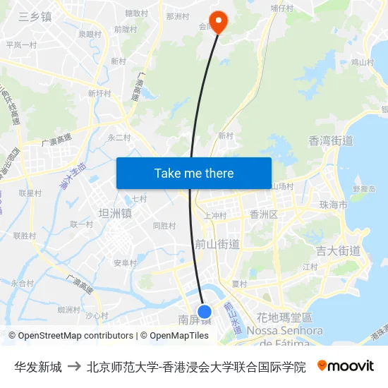华发新城 to 北京师范大学-香港浸会大学联合国际学院 map