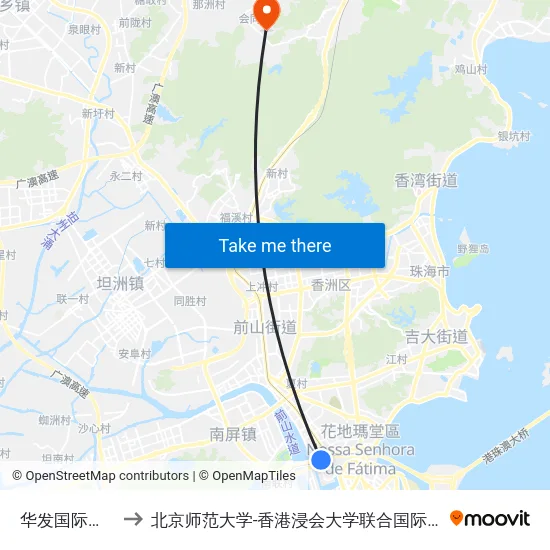 华发国际花园 to 北京师范大学-香港浸会大学联合国际学院 map