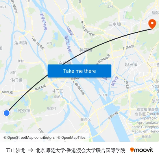 五山沙龙 to 北京师范大学-香港浸会大学联合国际学院 map
