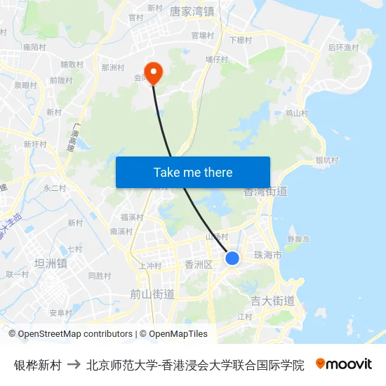 银桦新村 to 北京师范大学-香港浸会大学联合国际学院 map