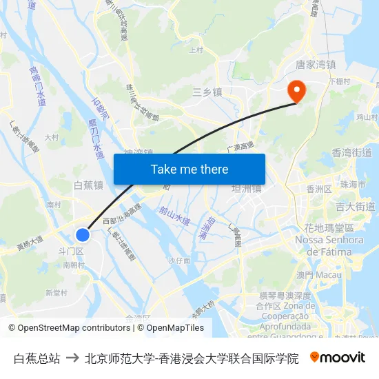 白蕉总站 to 北京师范大学-香港浸会大学联合国际学院 map