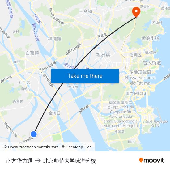南方华力通 to 北京师范大学珠海分校 map