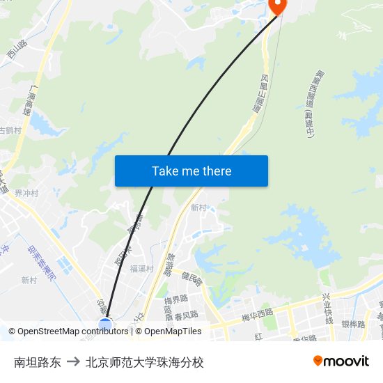 南坦路东 to 北京师范大学珠海分校 map