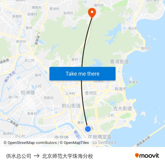 供水总公司 to 北京师范大学珠海分校 map