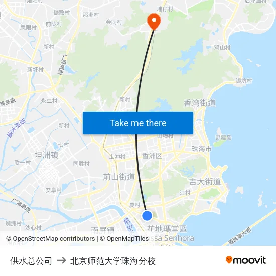 供水总公司 to 北京师范大学珠海分校 map