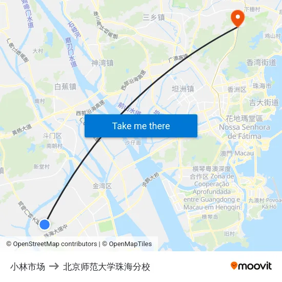 小林市场 to 北京师范大学珠海分校 map