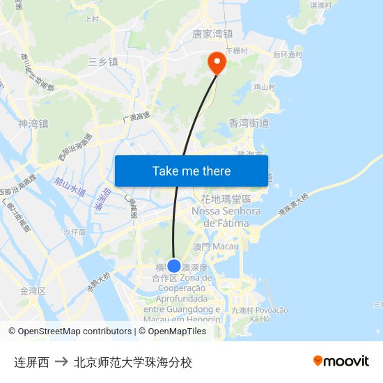 连屏西 to 北京师范大学珠海分校 map